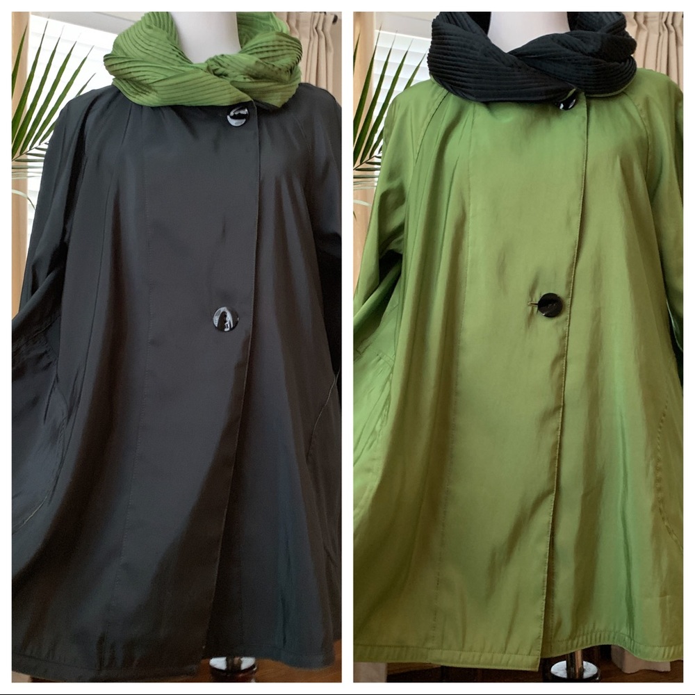 MYCRA PAC Donatella Black/Green Rain Coat 1-S/M